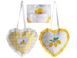 Sac en coton à coeur avec broderie citrons à accrocher