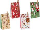 Sac en papier de Noël avec pince, étiquette et autocollant