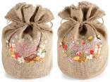 Sac panettone effet jute avec cordon de serrage et imprimé