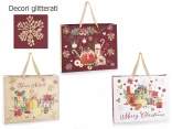 Sacchetto / busta maxi in carta decori natalizi con glitter