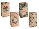 Sacchetto in carta kraft natalizia con design agrifogli