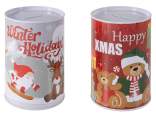 Salvadanaio in metallo con decori di Natale