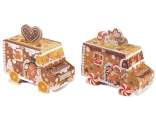 Scatola in carta a furgoncino con decori pan di zenzero