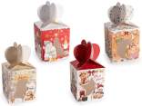 Scatola in carta natalizia con finestra e cuore di chiusura