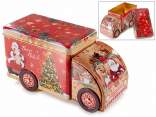 Scatola in metallo a furgoncino con decori natalizi