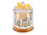 Scented Christmas candle in glass bell and bow