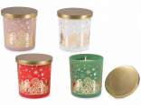 Scented candle in frosted glass jar with lid