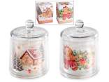 Scented candle in glass bell jar gingerbread decorations