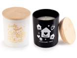 Scented candle in glass jar with airtight wooden lid