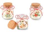 Scented candle in glass jar with cork stopper