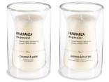 Scented candle in glass jar with double bottom