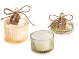 Scented candle in glass jar with tag and tree pendant