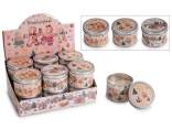 Scented candle in metal box gingerbread decorations