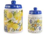 Set 2 barattoli alimentari in ceramica decori agrumi