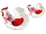 Set 2 piattini decorativi in ceramica a gallinella c/fiocco