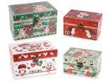 Set 2 scatole in legno con chiusura a gancio decori animali
