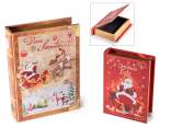 Set 2 scatole natalizie a libro in legno foderato