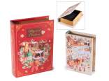 Set 2 scatole natalizie a libro in legno foderato
