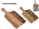 Set 2 taglieri in legno acacia con decori e personalizzabile
