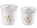 Set 2 vasi in ceramica lucida con bordo decorato per nonni