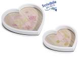 Set 2 vassoi a cuore in legno con decoro rose