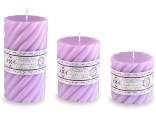Set 3 candele cilindriche torchon di colore viola