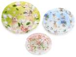Set 3 piatti tondi in vetro decorato con stampe coniglietti