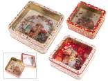 Set 3 scatole in metallo con decori dolci natalizi