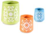 Set 3 vasi in ceramica colorata decori maiolica