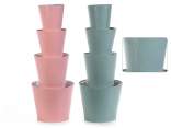 Set 4 vasi ecopelle rose e cuori con interno impermeabile