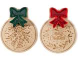 Set apéritif Noël en bois avec coupelle céramique nœud