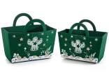 Set de 2 bolsas de tela con adornos navideños