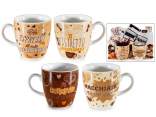 Set de 2 cești de porțelan de 70 ml cu decor de cafea