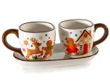 Set de 2 ce?ti de cafea ceramice de 100 ml cu farfurie