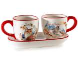 Set de 2 ce?ti de cafea ceramice de 100 ml cu farfurioare