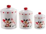 Set de 3 borcane ceramice pentru alimente cu detalii