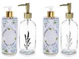 Set dispenser per sapone in vetro con gel doccia lavanda