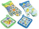 Set guanto e presina cucina in cotone stampato agrumi