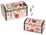 Set of 2 Christmas boxes in lined wood, music box and hook
