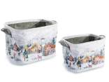 Set of 2 Christmas fabric baskets with handles