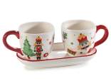 Set of 2 ceramic coffee cups and saucers 