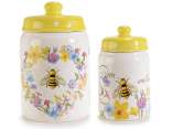 Set of 2 ceramic food jars with lids