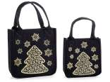 Set of 2 cloth bags with golden decorations 