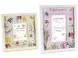 Set of 2 floral printed wooden photo frames and diploma card