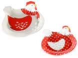 Set of 2 glass plates with hen