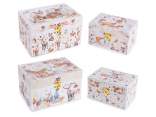 Set of 2 lined wooden Christmas boxes with closing hook