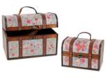 Set of 2 wooden Christmas trunks with imitation leather