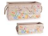 Set of 2 wooden baskets with rope handles