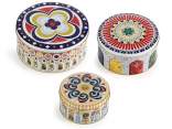 Set of 3 round boxes with metal lid 