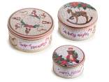 Set of 3 round metal boxes with 